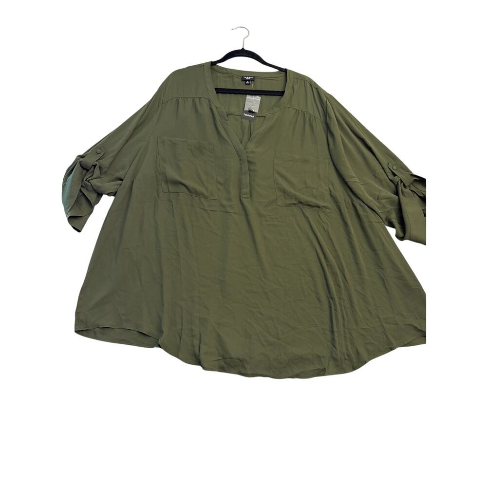 Torrid Women's Green Harper Georgette 3/4 Sleeve Blouse - Size 6/6X - NWT